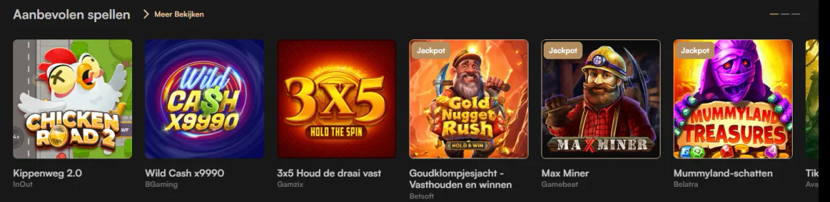 Aanbevolen casinospellen bij Harrycasino met slots en jackpotspellen